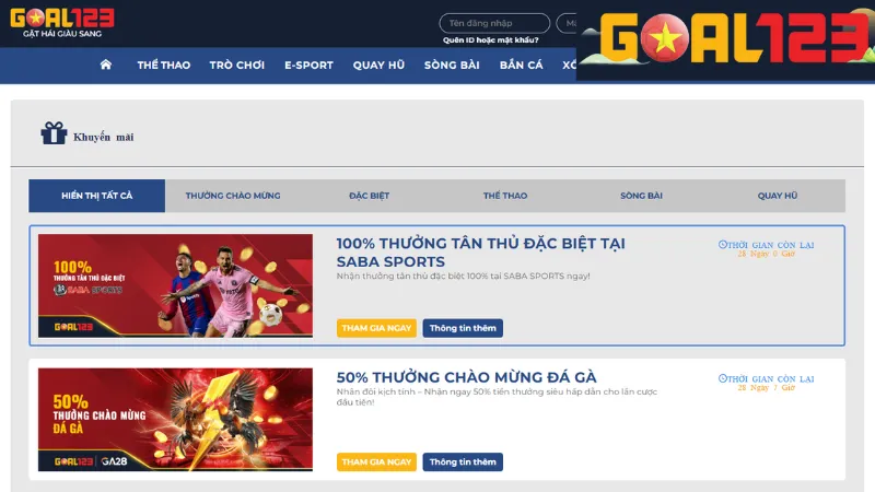 Goal123 - Nhà Cái Uy Tín Nhất Thế Kỷ 21 - Goal123top 6 Chương trình khuyến mãi và ưu đãi tại Goal123